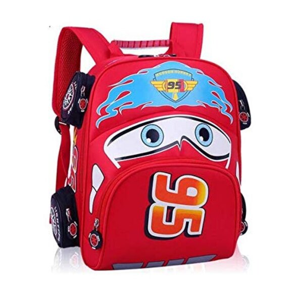 Disney Cars Lightning McQueen Backpack Kids Red 95 Lightyear Wheels - Picture 1 of 10